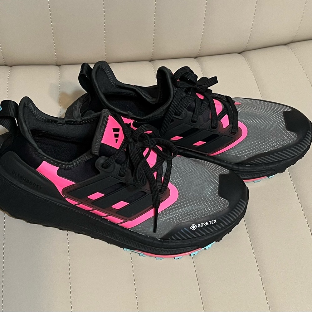 Adidas Black and Neon Pink Trail Shoes